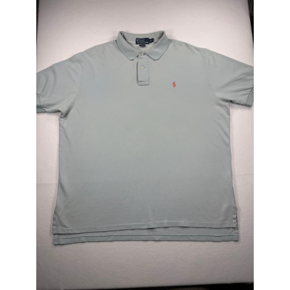 Polo Ralph Lauren Pale Blue Cotton Polo Shirt Red Pony Logo Size XXL